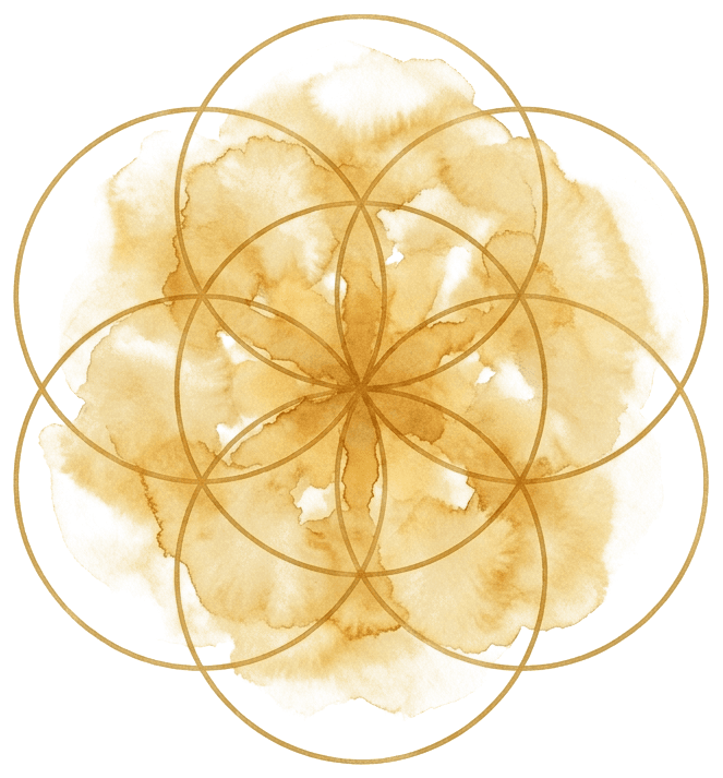 Fleur de Vie dorée aquarelle — symbole sacré de la lecture d'âme